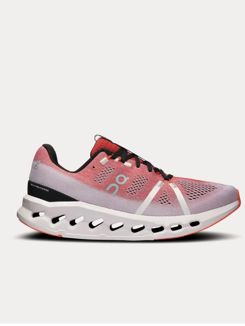 On Running Cloudsurfer Men size 11 Running Shoes — Coral red / white /Black